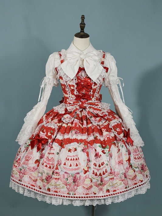 Lolita Red / Full Strawberry Sweet Desserts Print Set JSK and