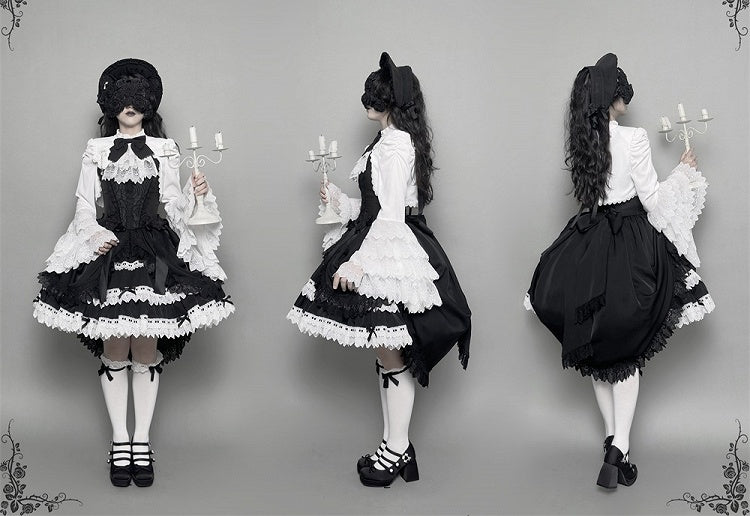 White White Gothic Lolita Layered Bell Sleeves Bolero - LeMiroir LeMiroir | LilyVow