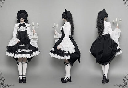 White White Gothic Lolita Layered Bell Sleeves Bolero - LeMiroir LeMiroir | LilyVow
