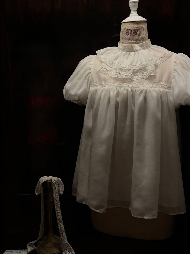 Sleeves Ruff Puff Beige Collar Blouse Lolita