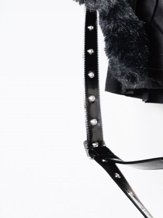 Adjustable Crossbody Bag PU Strap Black