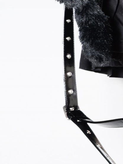 Adjustable Crossbody Bag PU Strap Black