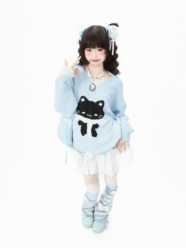 Sweater Pattern Kitty Blue/Gray Two-Piece Faux