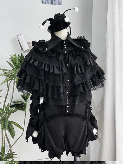 Layered Overlay Ruffles Black Apricot /