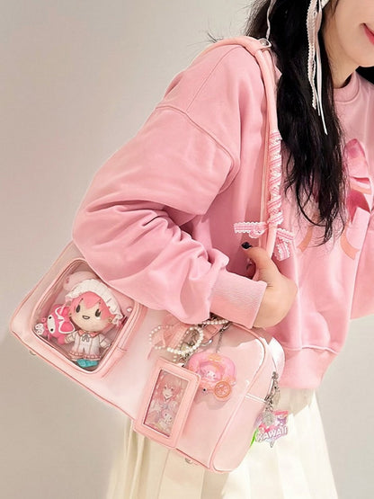 Pink Ita Bag with Detachable Card Holder - Sheep Puff