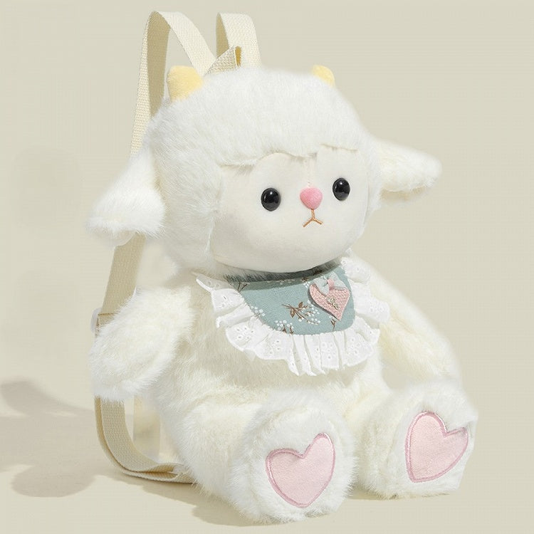 Plush Sheep Backpack White Cute