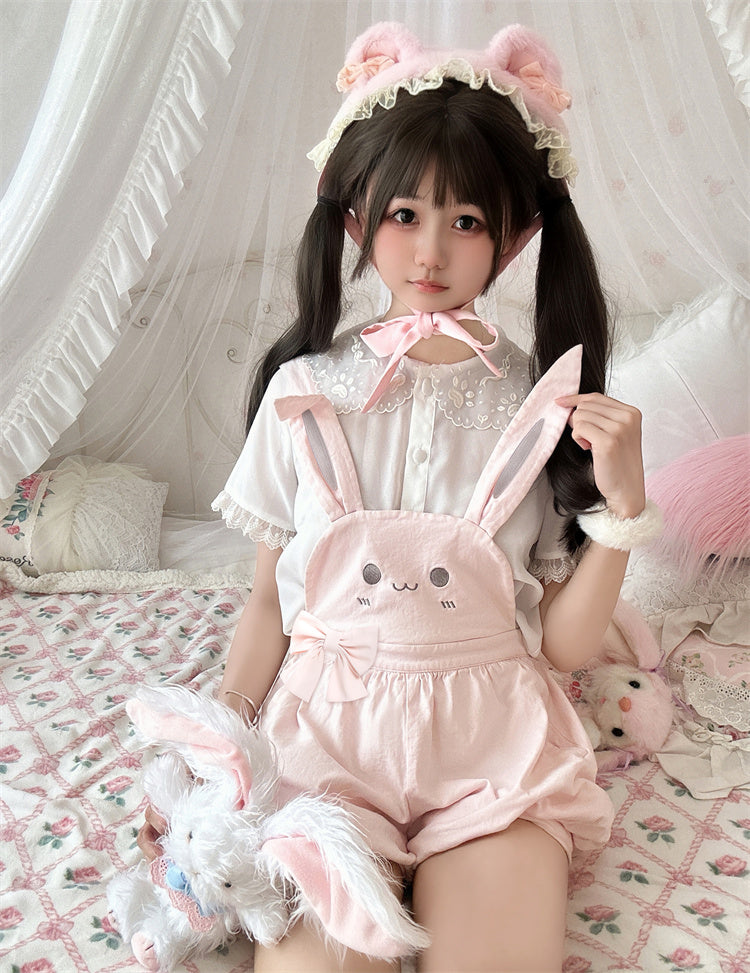 Shorts Bunny/Brown Bear Overalls Bubble Pink
