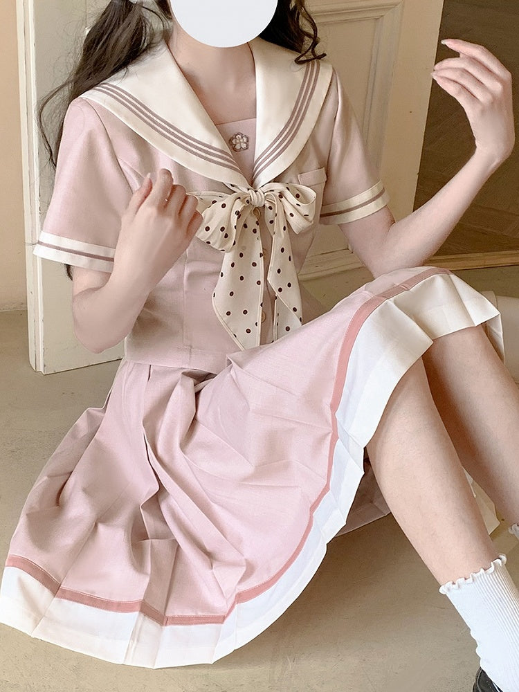 JK Skirt with Uniform Hem Beige Pleat Box 55cm Pink