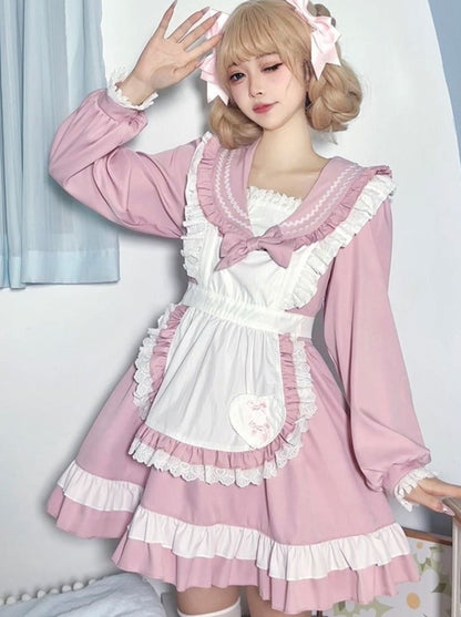スイートセーラースタイルのカレッジロリータメイドドレス
