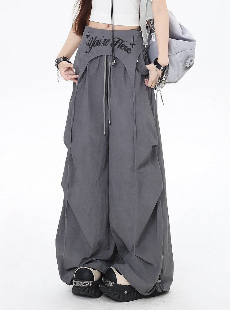 Zubehör Taille Punk Asymmetrische Kordelzug Taille Wasteland mit Hose Grau