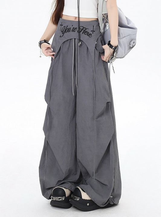 Accessory Waist Punk Asymmetrical Drawstring Waist Wasteland with Pants Gray