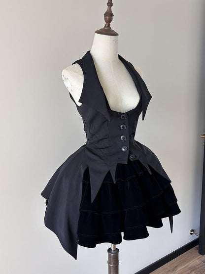Lolita Waistcoat Split-Tail Gothic Ouji Black
