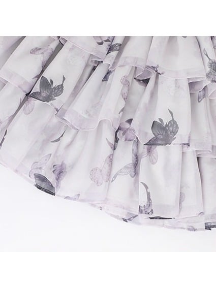 Pastel Layered Ruffle High-Rise Floral JSK Gown - Yimu Walnut