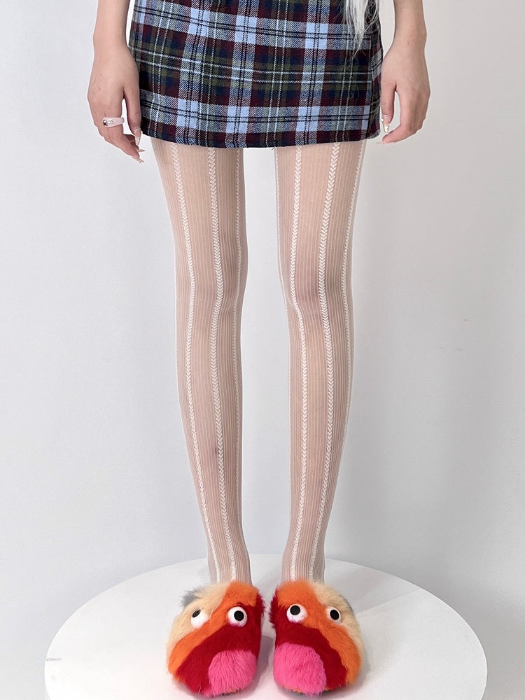 3 Color Options Y2K Heart Striped Pattern Tights
