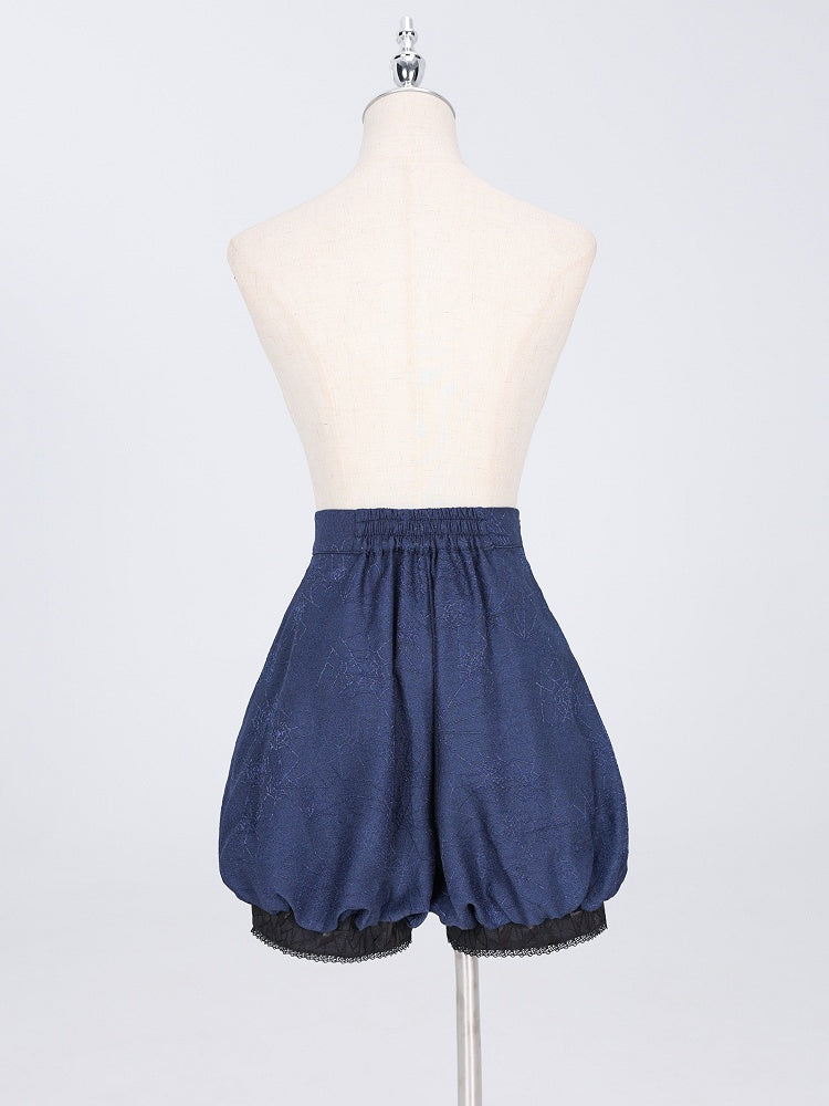 Prince Dark Fabric - Ouji Spider Gothic Waist Shorts Web S for Size Blue Lolita Clearance 67-74cm