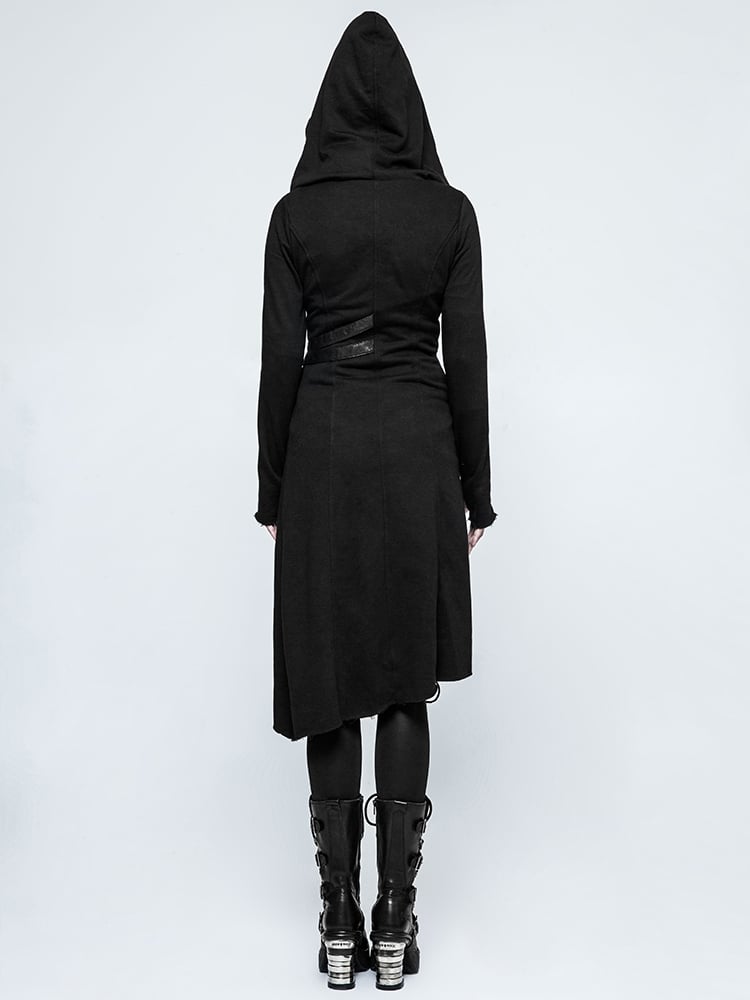 Asymmetric Sweater Black Coat Diagonal Punk Hem