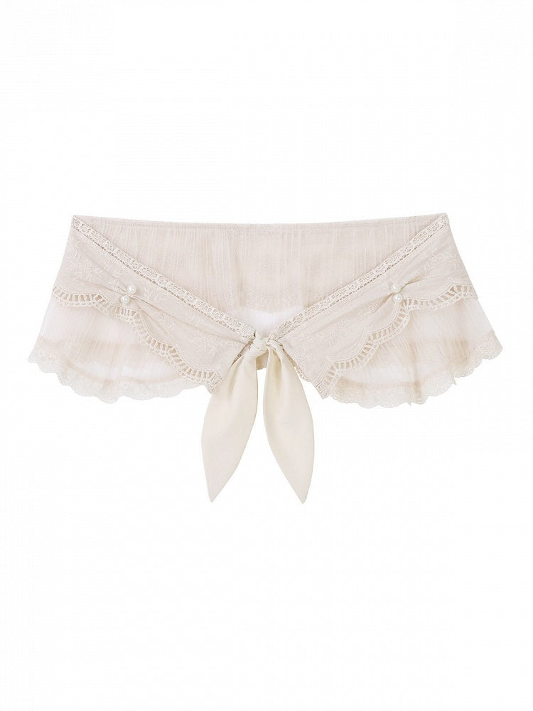 Elegant Beige Pearl-Embellished Lolita Cape - Xiong Dou Jiang