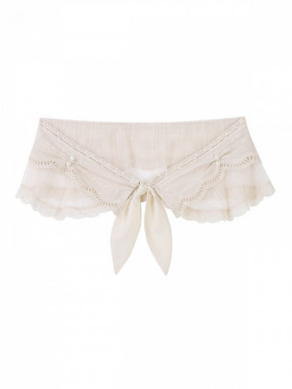 Elegant Beige Pearl-Embellished Lolita Cape - Xiong Dou Jiang