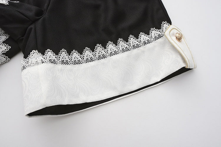 Ouji Lolita Gold Black High-Waisted Shorts Prince with Buttons