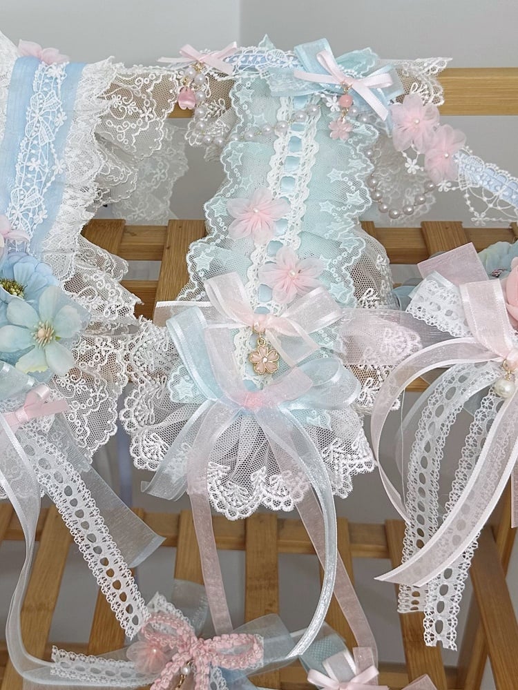 with Blossom Pink Decorations Blue Sweet Cherry Hairband Lolita Ruffled