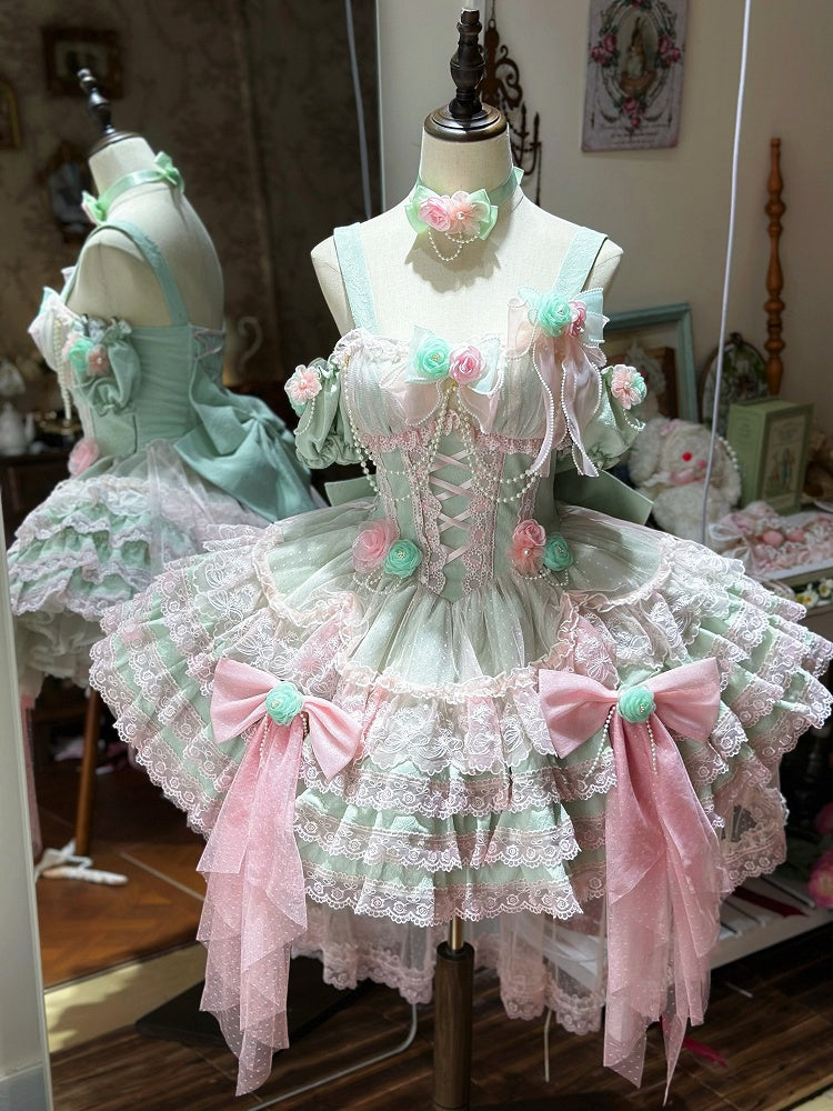Jumper Pink Green Dress Skirt and Lolita Princess Flower Hanayome Fairy
