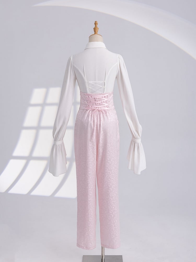 Sakura Pink High-Waist Pants with Cherry Blossom Fabric - DevilInspired Exclusive Collection