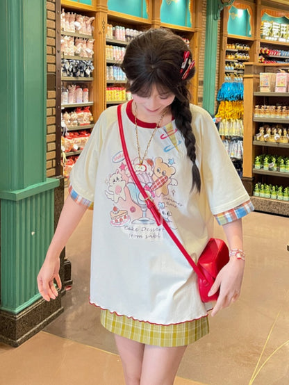 Details Pin Beige Cartoon Dessert Print