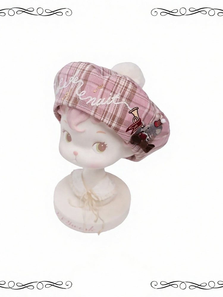 Embroidered Beret in 3 Colors - iris de nuit