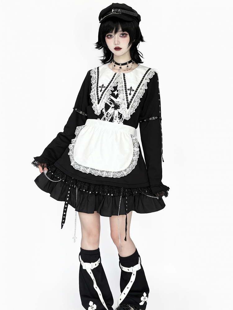 Apron with White Trim Lace