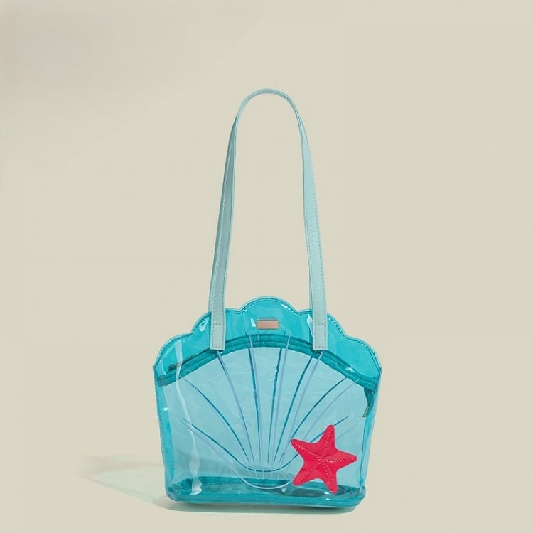 Shell Blue Shouder Transparent Bag