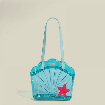 Shell Blue Shouder Transparent Bag