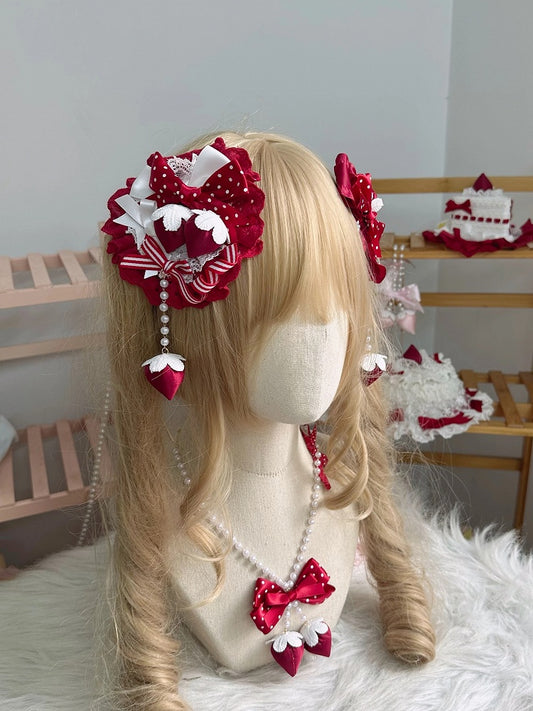 Polka Dot Clip Hair Options) Strawberry (Red/Pink