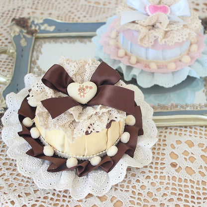 Blue/Yellow  Bowknot Details Lace Trim Top Hat