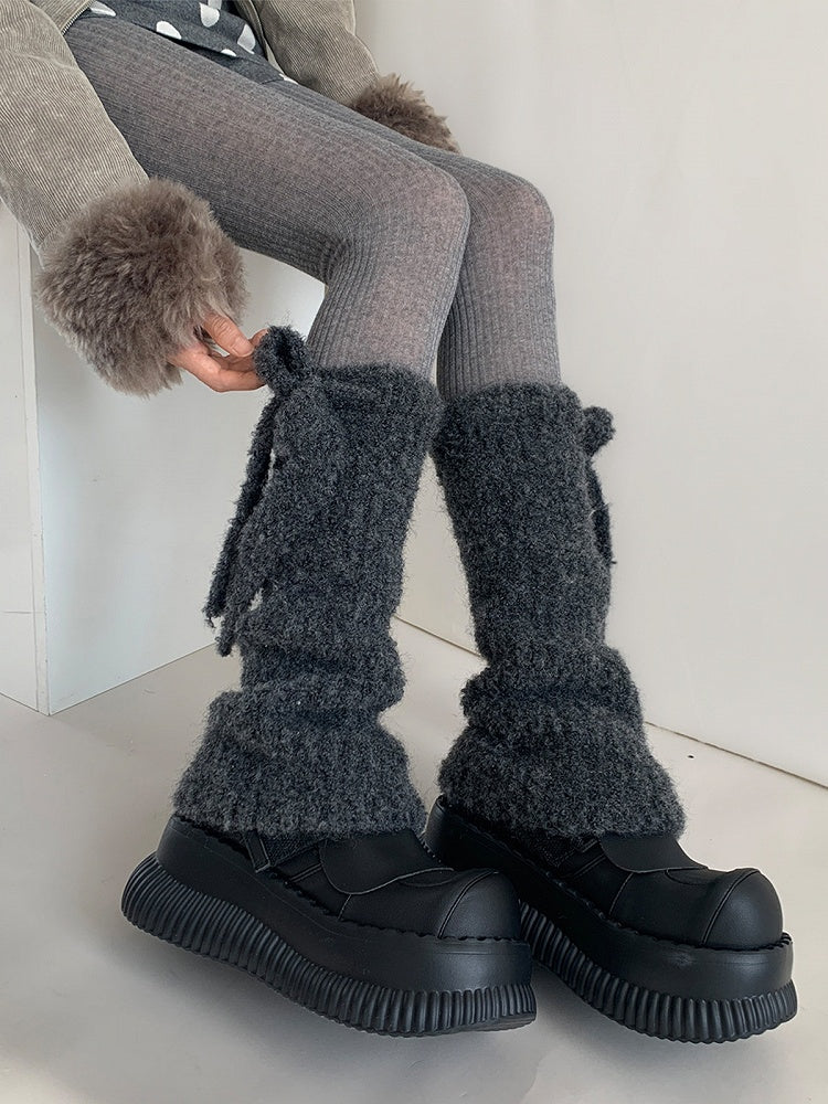 Fuzzy (3 Warmers Tie-Up Knit Leg Colors)