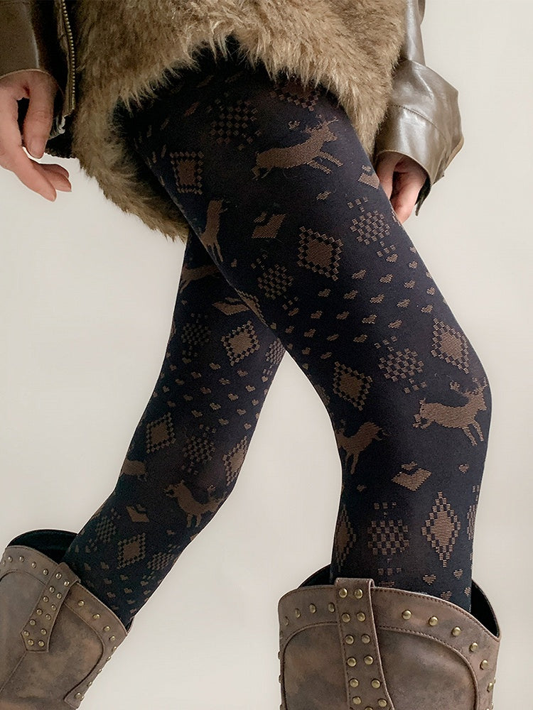 Tights Deer Geo-Pattern Woodland
