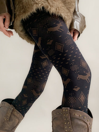 Tights Deer Geo-Pattern Woodland