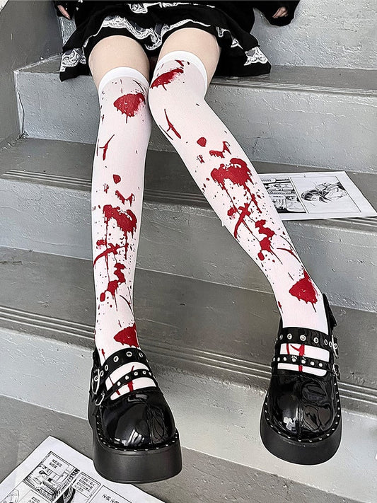 Knee Pattern Stockings Blood Over Gothic