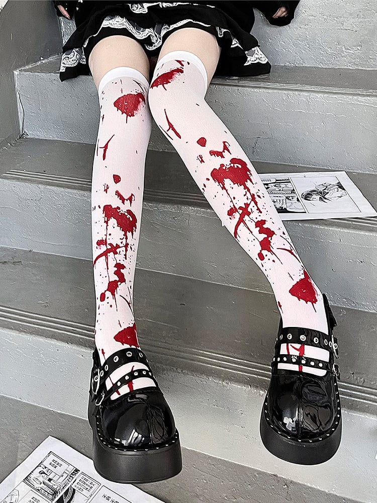 Over Gothic Stockings Pattern Blood Knee