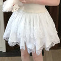 Fashion Skirt White Multi-Layer Lace Trim Seiso-Kei