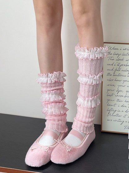 5 with Trim Colors Leg Style Kawaii Knit Warmers Lace