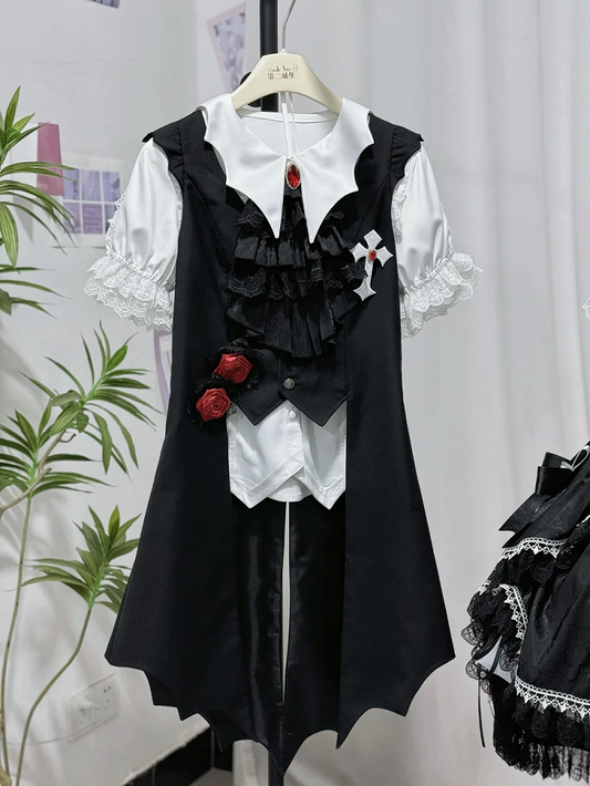 Waistcoat Gothic Tail Shaped Lolita Long Black Wings Bat Ouji