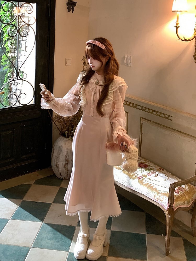 Bodice High-Waist with Style Jirai Kei Rhinestones Dress Square Plaid Pink Seiso and