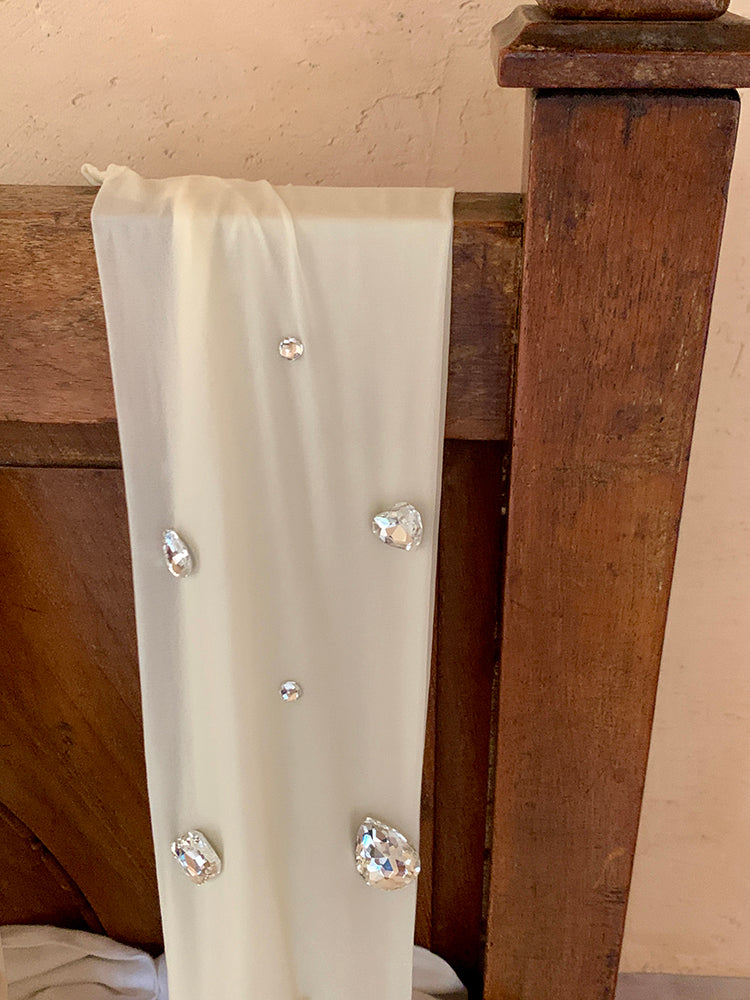 Semi-Sheer Dazzling White Tights Rhinestone in Black/Nude/Creamy