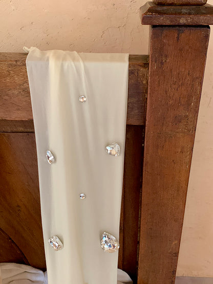 Semi-Sheer Dazzling White Tights Rhinestone in Black/Nude/Creamy