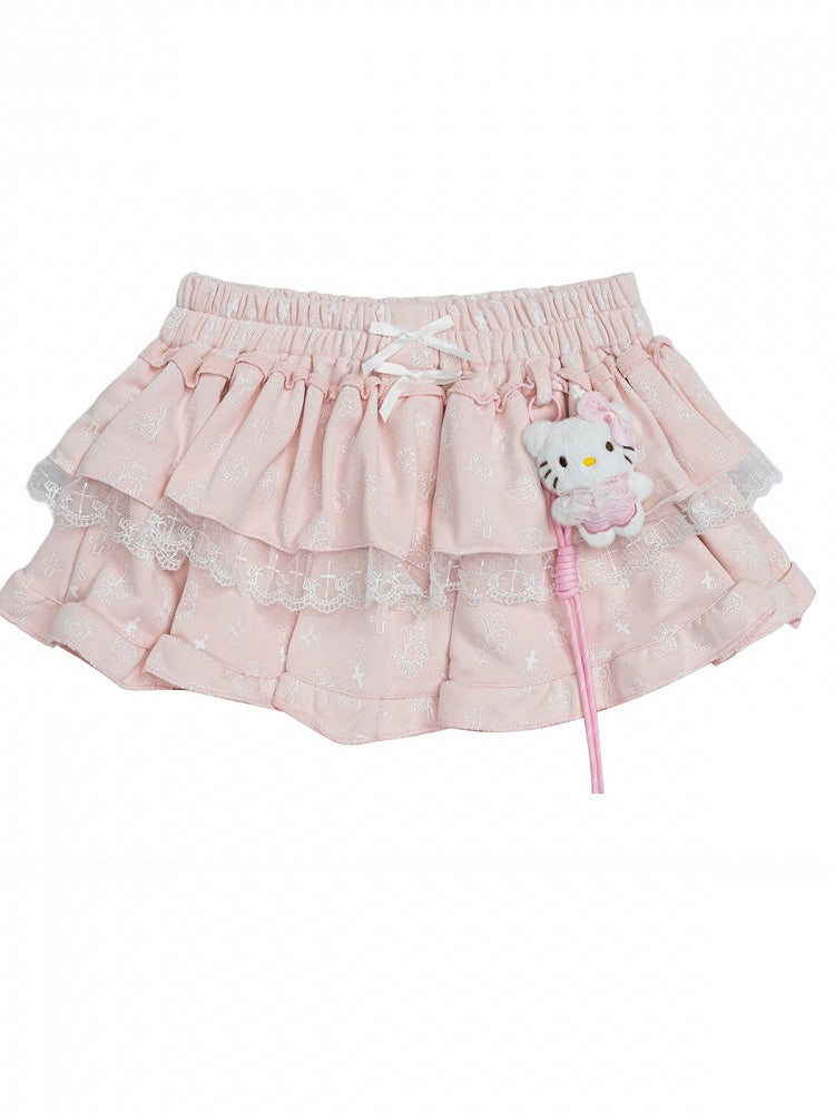 Rose Theme Blouse and Layered Skirt Set - Sub Era