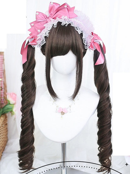 Brown/Grey/Blonde Two Brown/Light Wavy With Wigs Ponytails Long Pink/Black/Dark