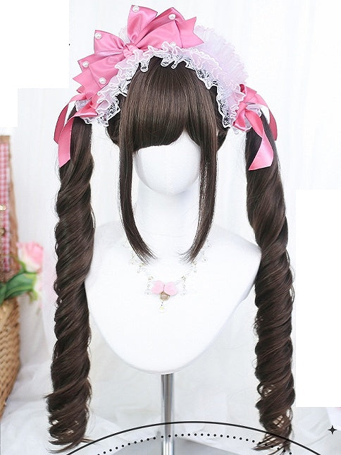 Brown/Grey/Blonde Two Brown/Light Wavy With Wigs Ponytails Long Pink/Black/Dark