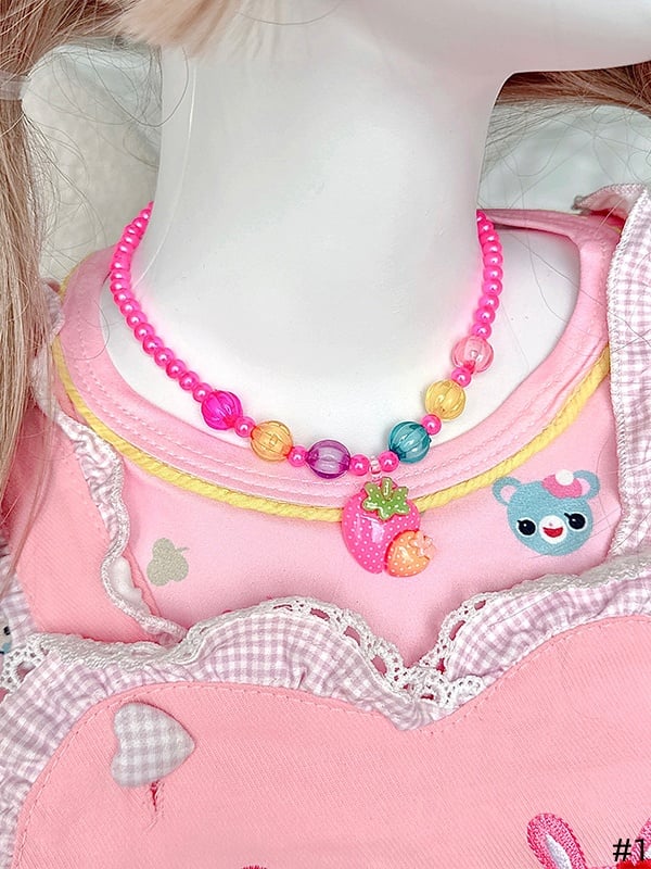 4 jolis colliers à perles avec pendentif coloré