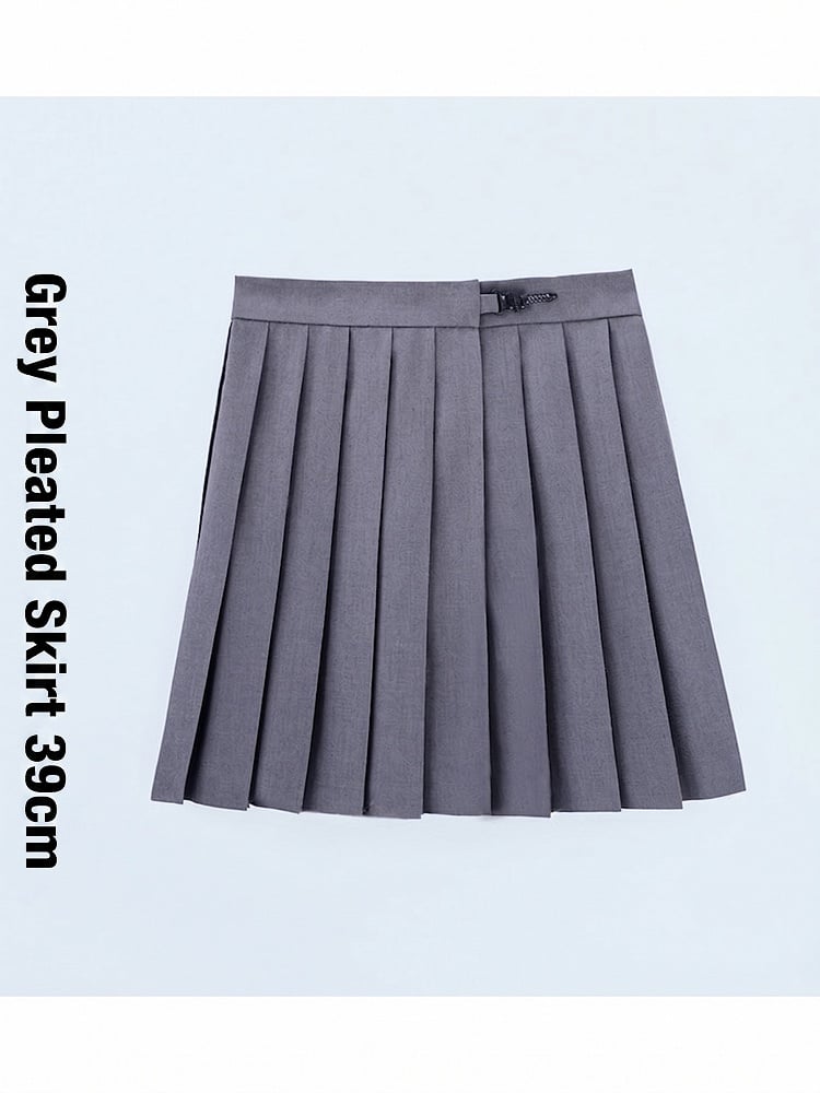 Grey JK Pleated Mini Skirt - Lan Jian Chuan