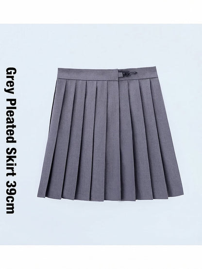 Grey JK Pleated Mini Skirt - Lan Jian Chuan